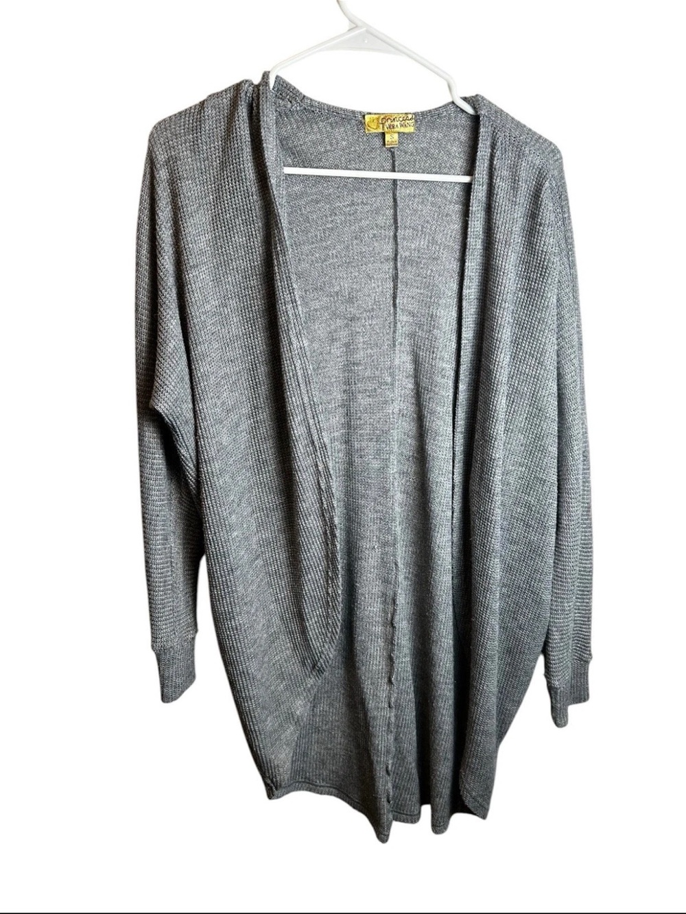 Princess Vera Wang Womens Small Gray Open Front Cocoon Cardigan Sweater Slouchy